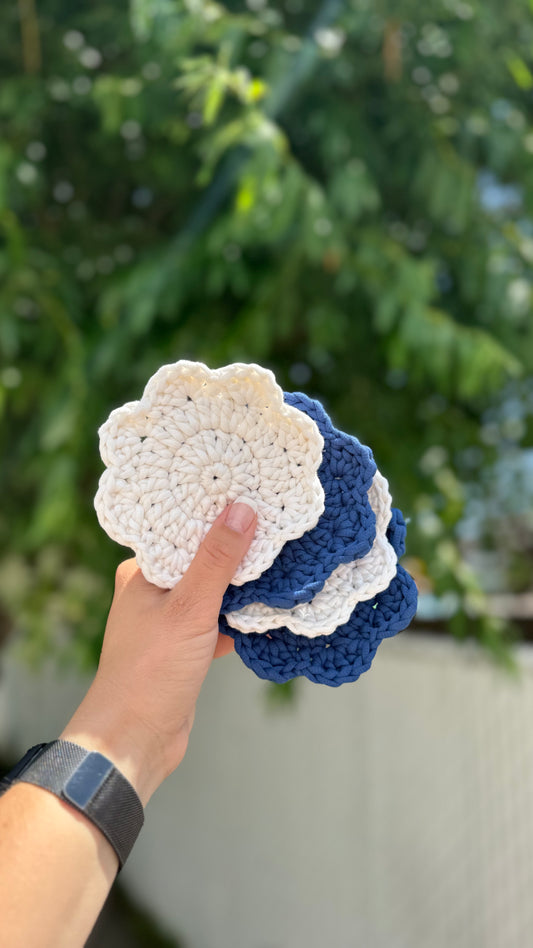 Blue & white coasters