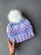 Charger l'image dans la galerie, Tuque & foulard infini - Lilas bleu & blanc - Prêt à partir