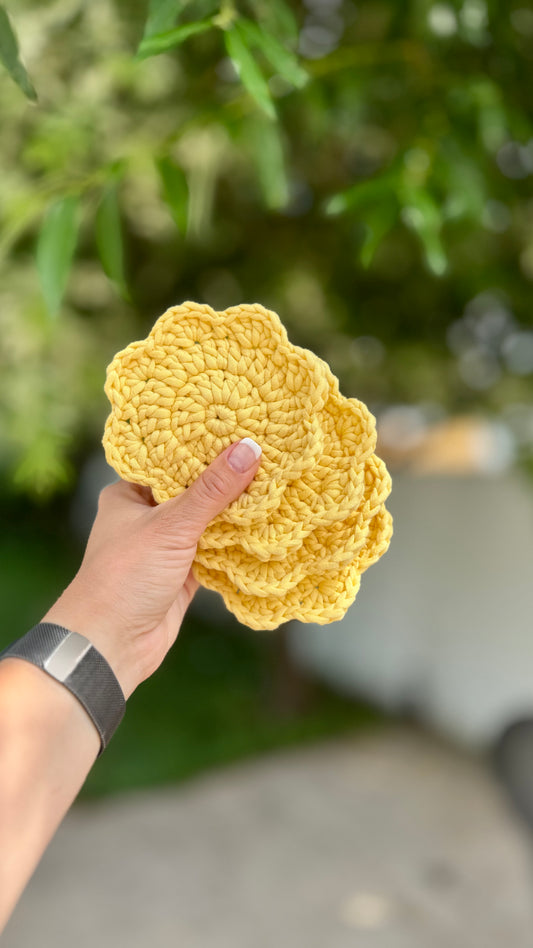 Yellow flower coasters