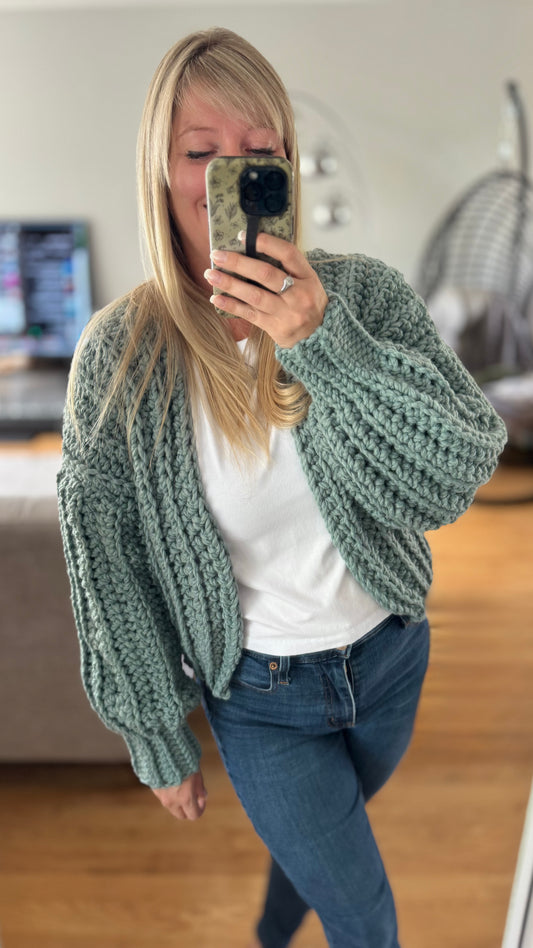 Cardigan chunky fait à la main - Succulent - Prêt à partir