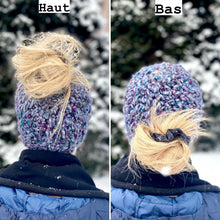 Load image into Gallery viewer, Tuque pour chignon BAS - Doux novembre - Prêt à partir
