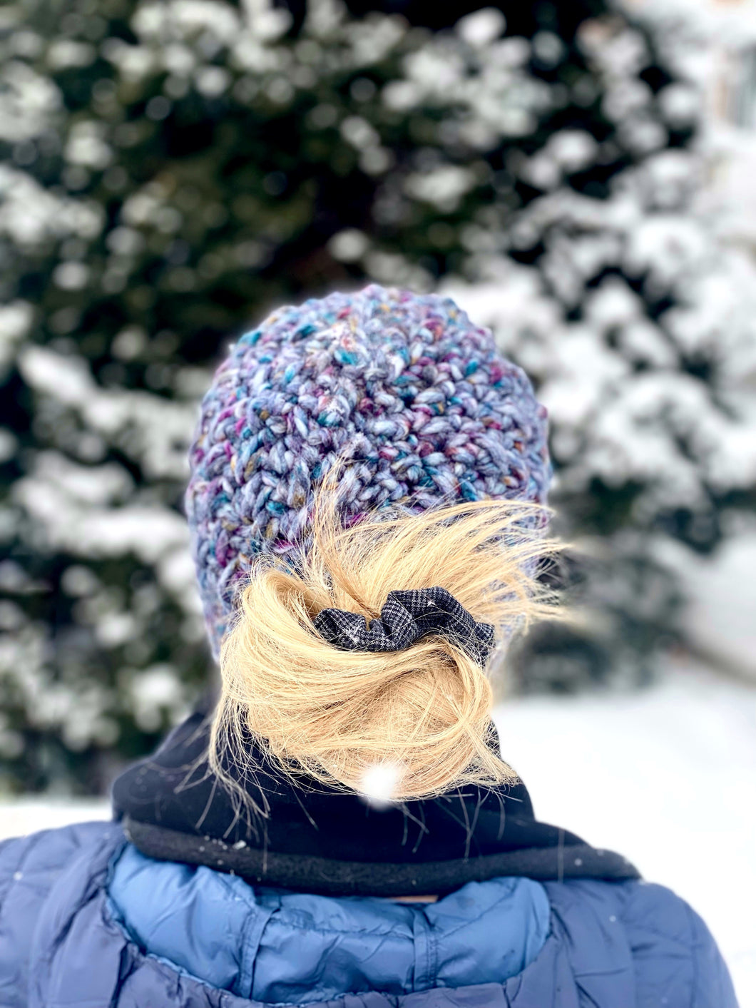 Tuque pour chignon BAS - Doux novembre - Prêt à partir