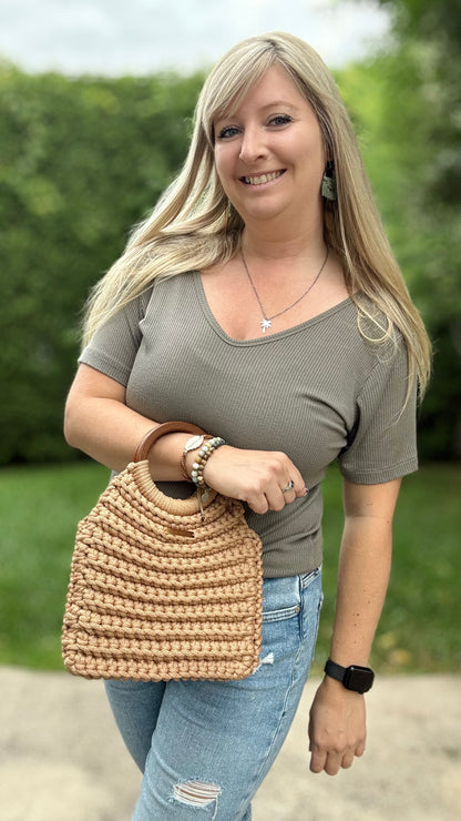Sac à main Olivia - Sable - Fait à la main - Prêt à partir