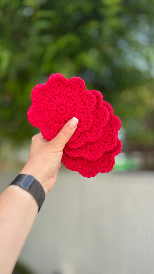 Sous-verres fleurs rouges