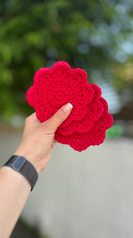 Sous-verres fleurs rouges