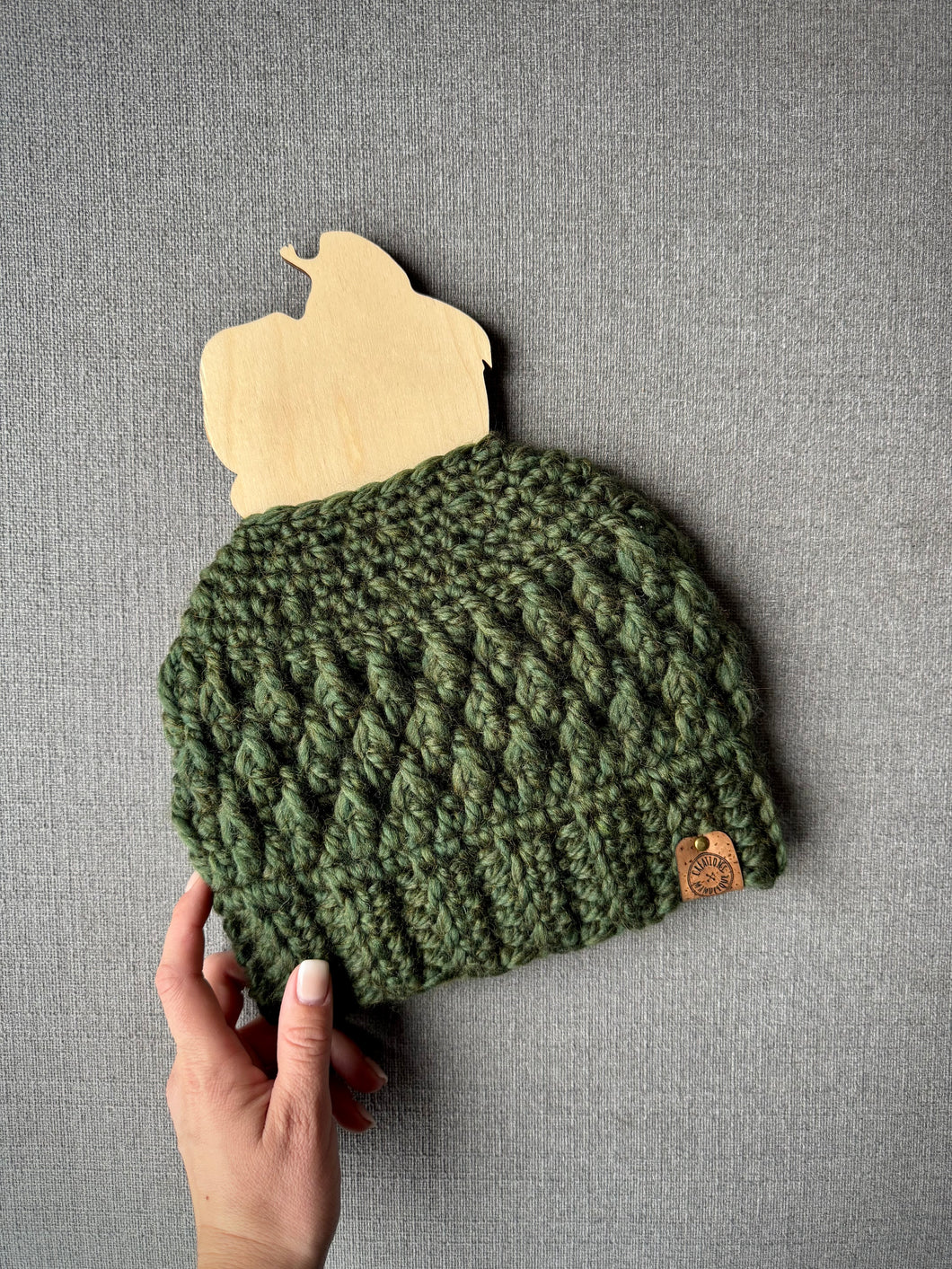 Tuque pour chignon - Kaki foncé - Prêt à partir