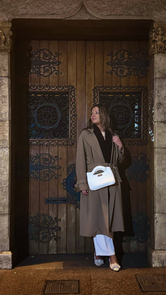 Sac à main Anne Blanc - Fait à la main - Prêt à partir