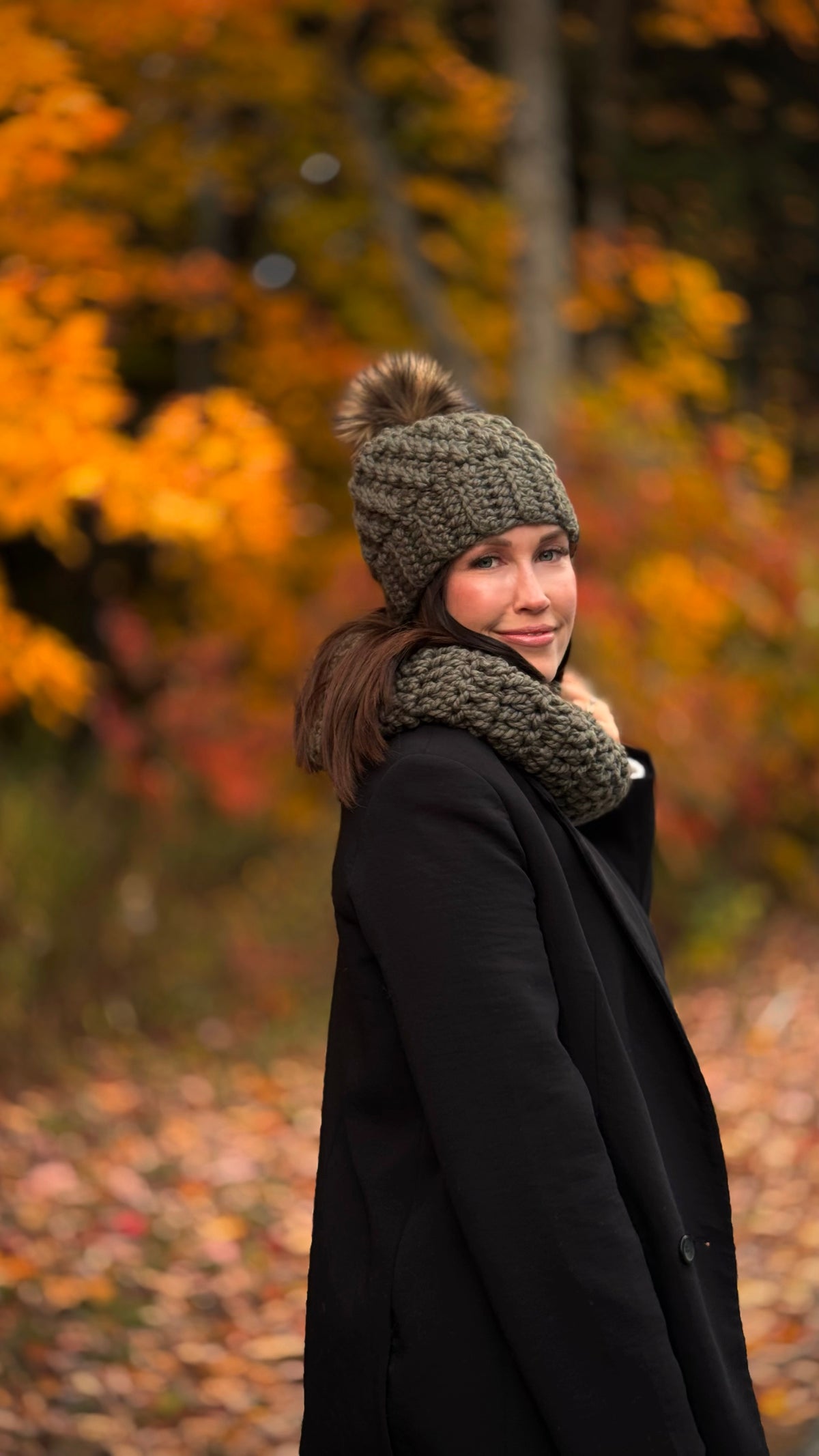 Tuque à pompon - Eucalyptus - Fait à la main - Prêt à partir