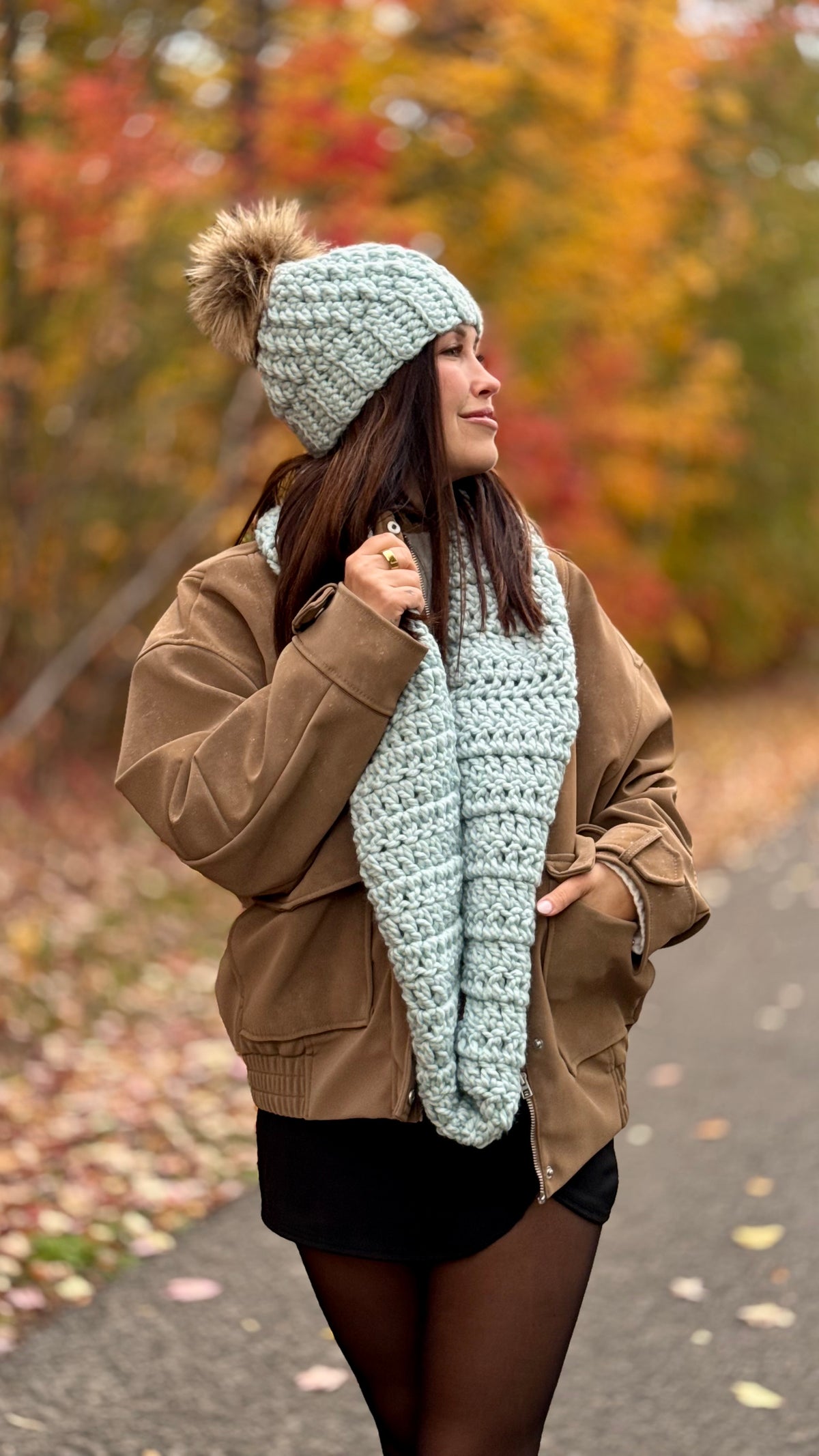 Tuque à pompon - Sky - Fait à la main - Prêt à partir