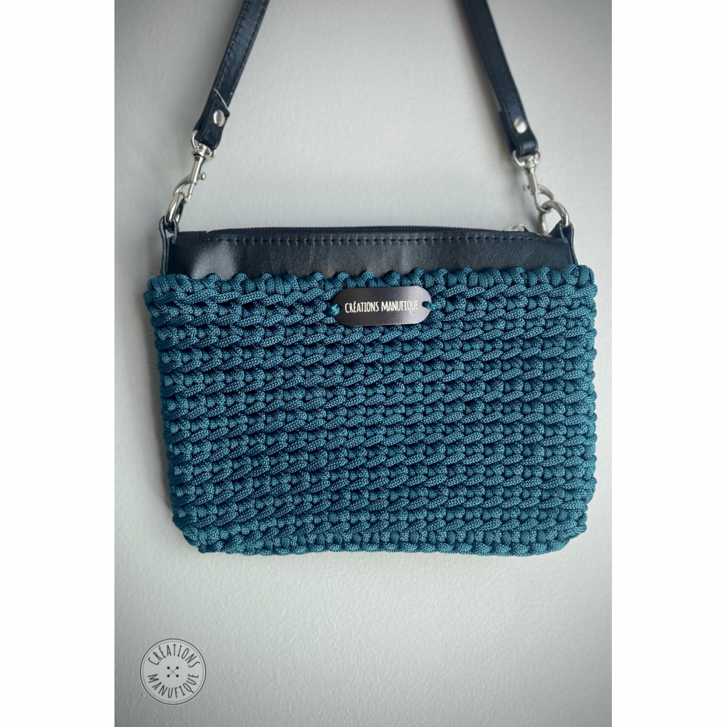 Small Crossbody Bag with Zipper - Teal Blue - Ready to Go