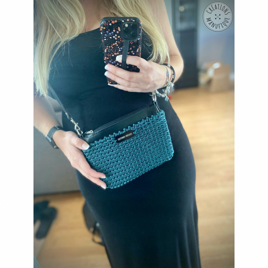 Petit sac bandoulière avec fermeture éclair - Bleu sarcelle - Prêt à partir