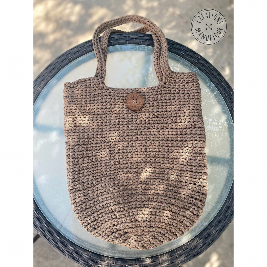 Handmade tote bag - Gabrielle model with round base - Coconut color - Ready to ship