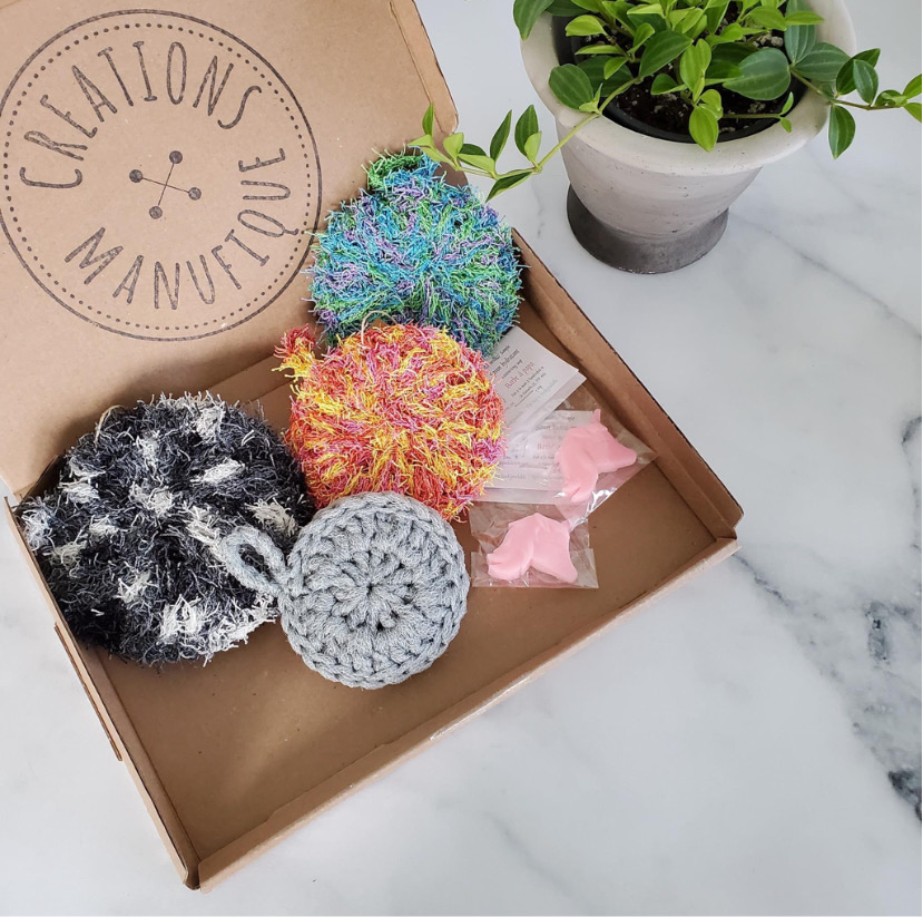 Éponge exfoliante faite à la main - Noir mix