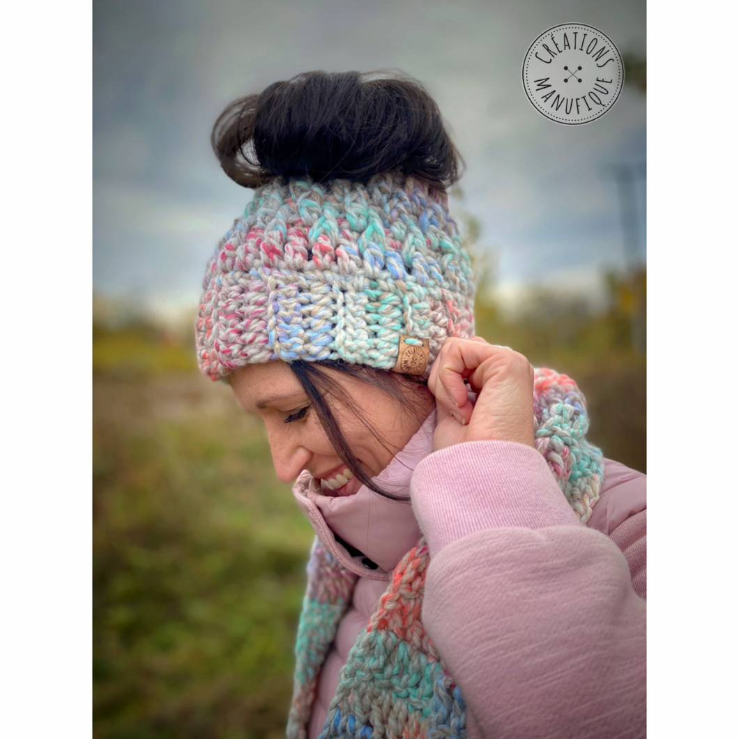 Tuque pour chignon - Barbe à papa - Prêt à partir