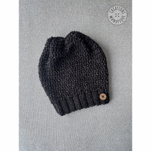 Load image into Gallery viewer, Soft toque / beanie - Black with gold thread - On order
